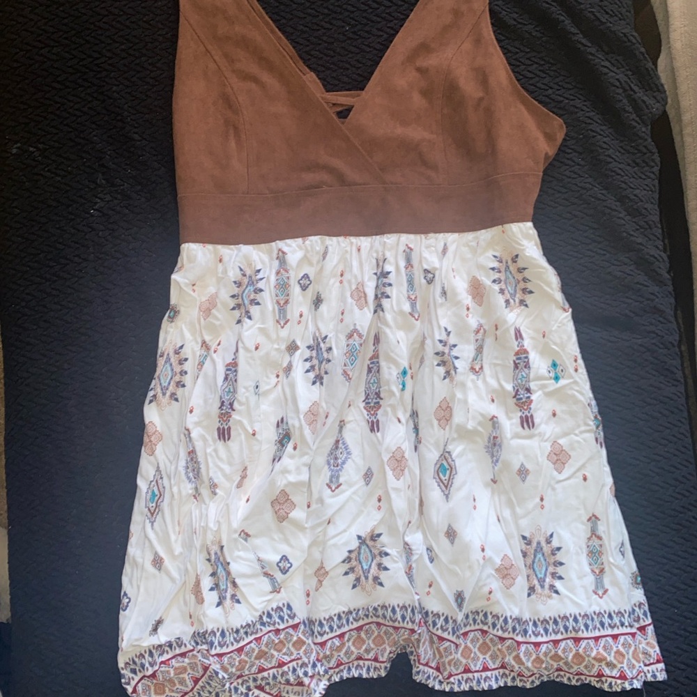 Idyllwind Brown and Cream Patterned Dress